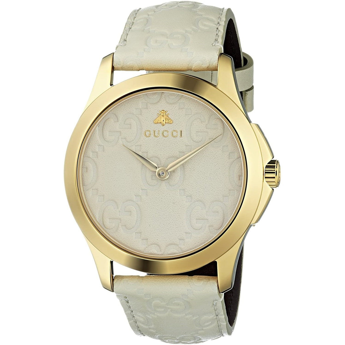 Gucci Men&#39;s YA1264033 G-Timeless White Leather Watch