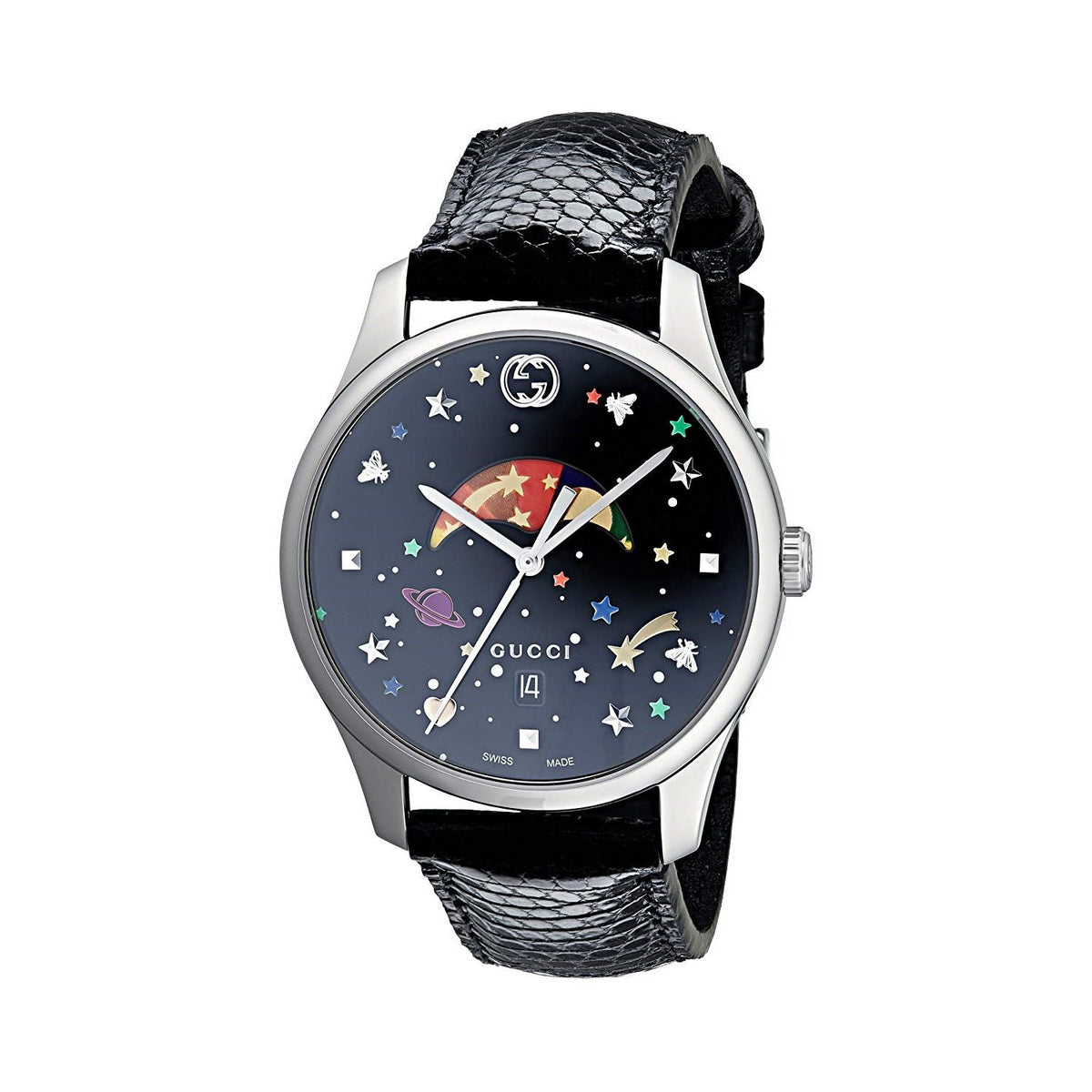 Gucci Women's YA1264045 G-Timeless Black Leather Watch