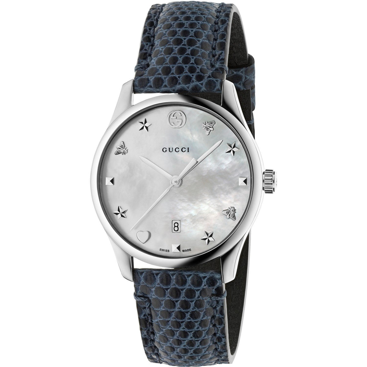 Gucci Women&#39;s YA1264049 G-Timeless Blue Leather Watch