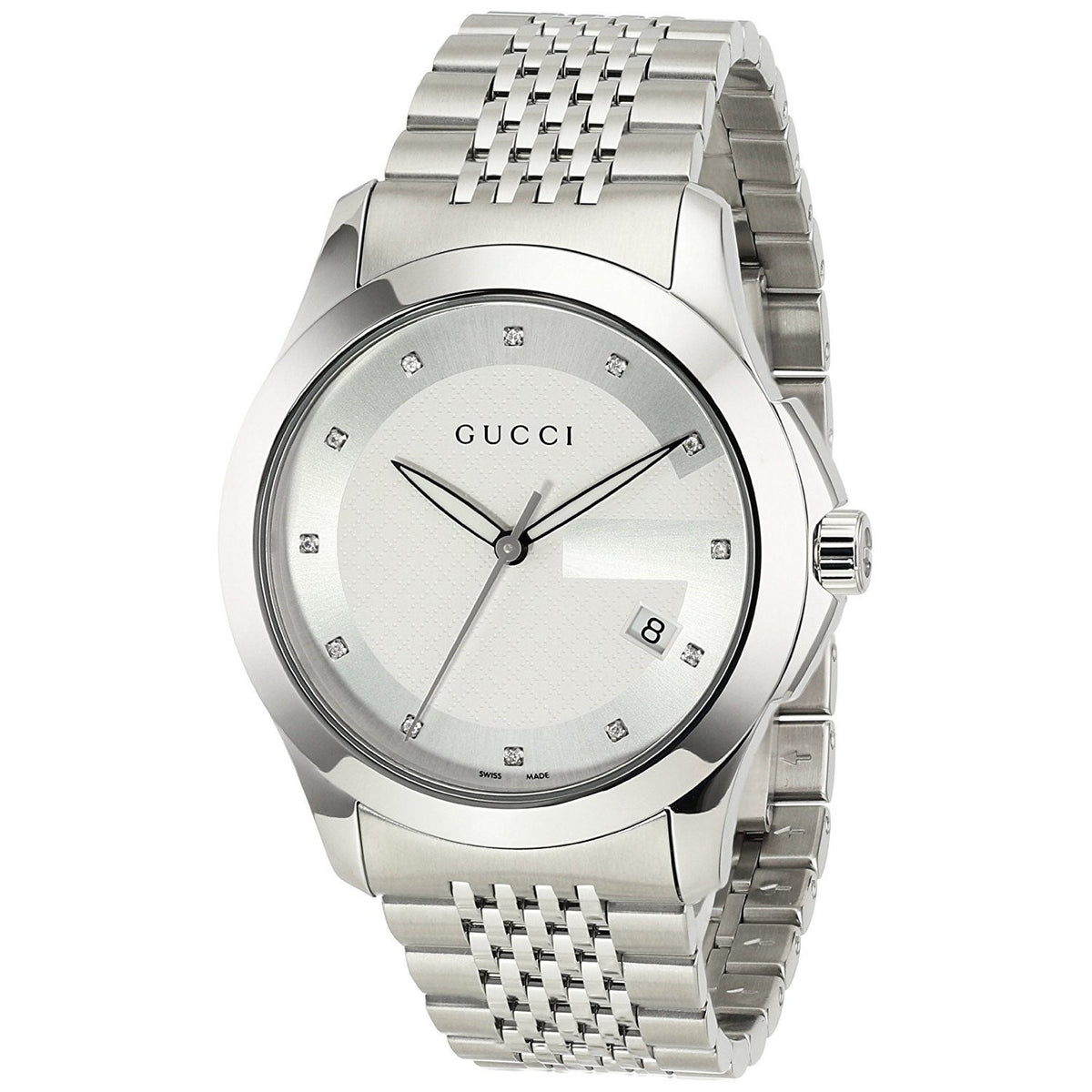 Gucci Men&#39;s YA126404 G-Timeless Diamond Stainless Steel Watch
