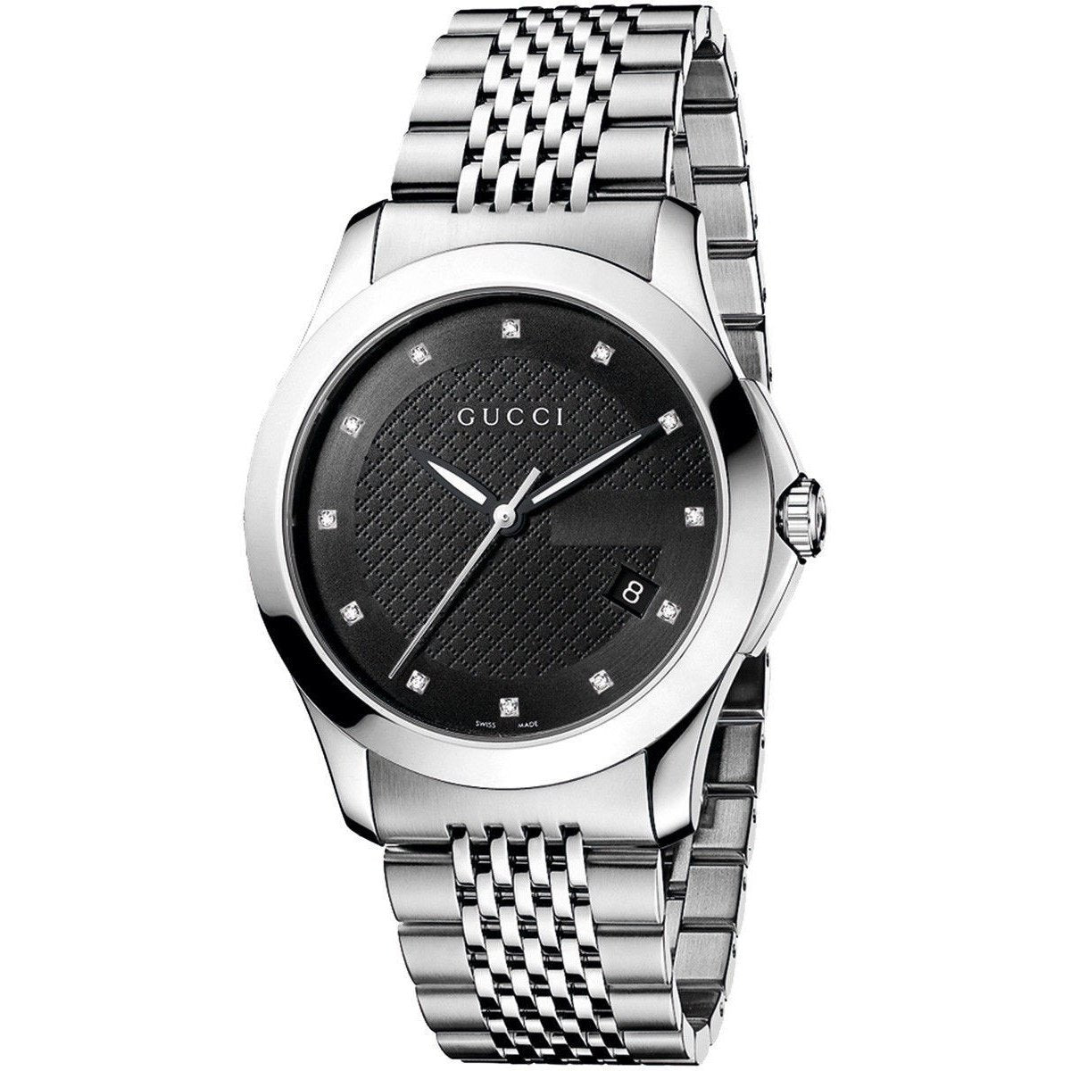 Gucci Women&#39;s YA126405 G-Timeless Diamond Stainless Steel Watch