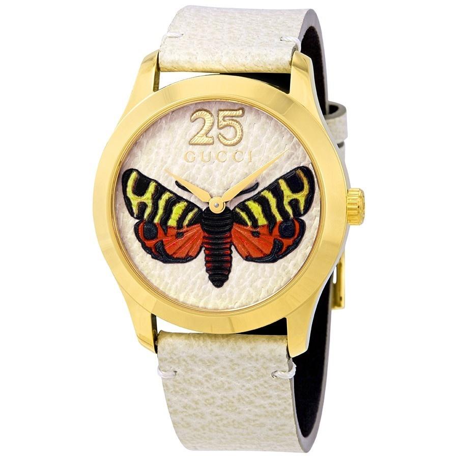 Gucci Women&#39;s YA1264062 G-Timeless Beige Leather Watch
