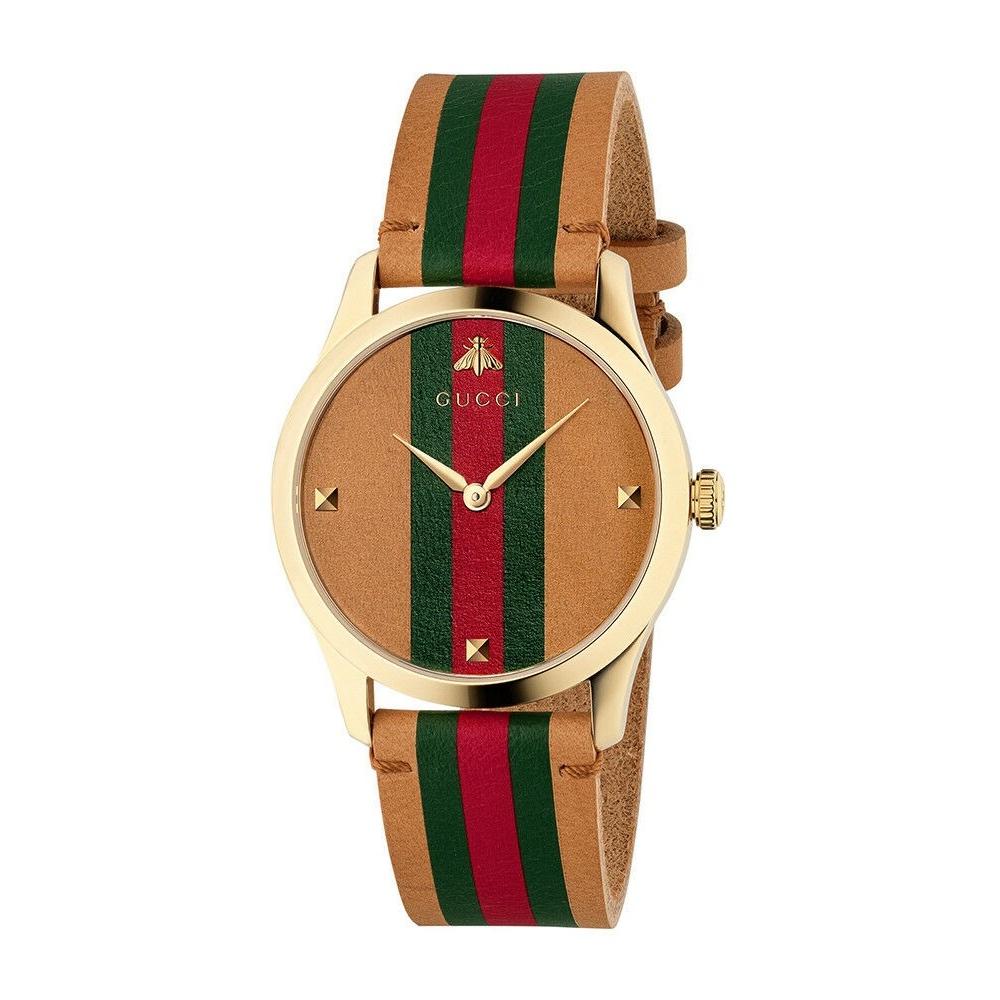 Gucci Unisex YA1264077 G-Timeless Multicolored Leather Watch