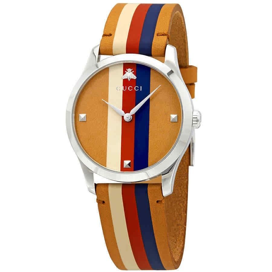 Gucci G-Timeless Tri-Color Dial Leather Men's Watch YA1264079