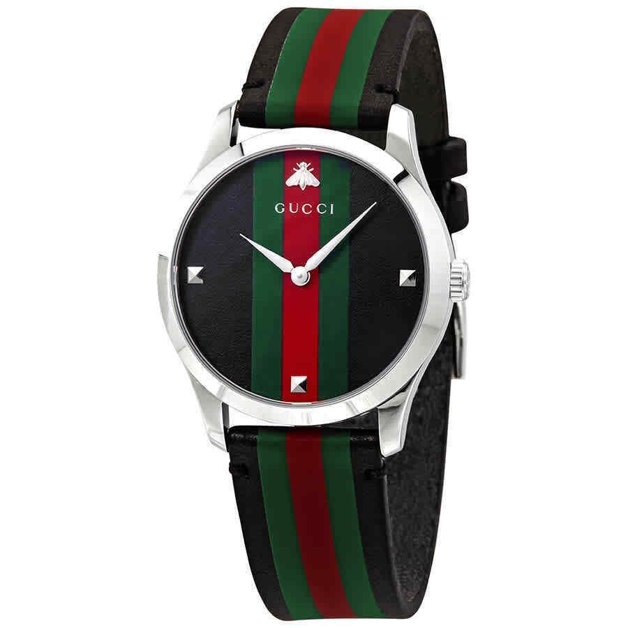 Gucci Men&#39;s YA1264079 G-Timeless Multicolored Leather Watch
