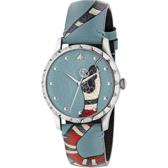 Gucci Unisex YA1264080 G-Timeless Blue Leather Watch