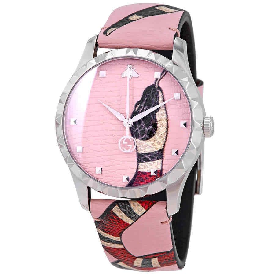 Gucci Women&#39;s YA1264083 Le Marche Des Merveilles Pink Leather Watch