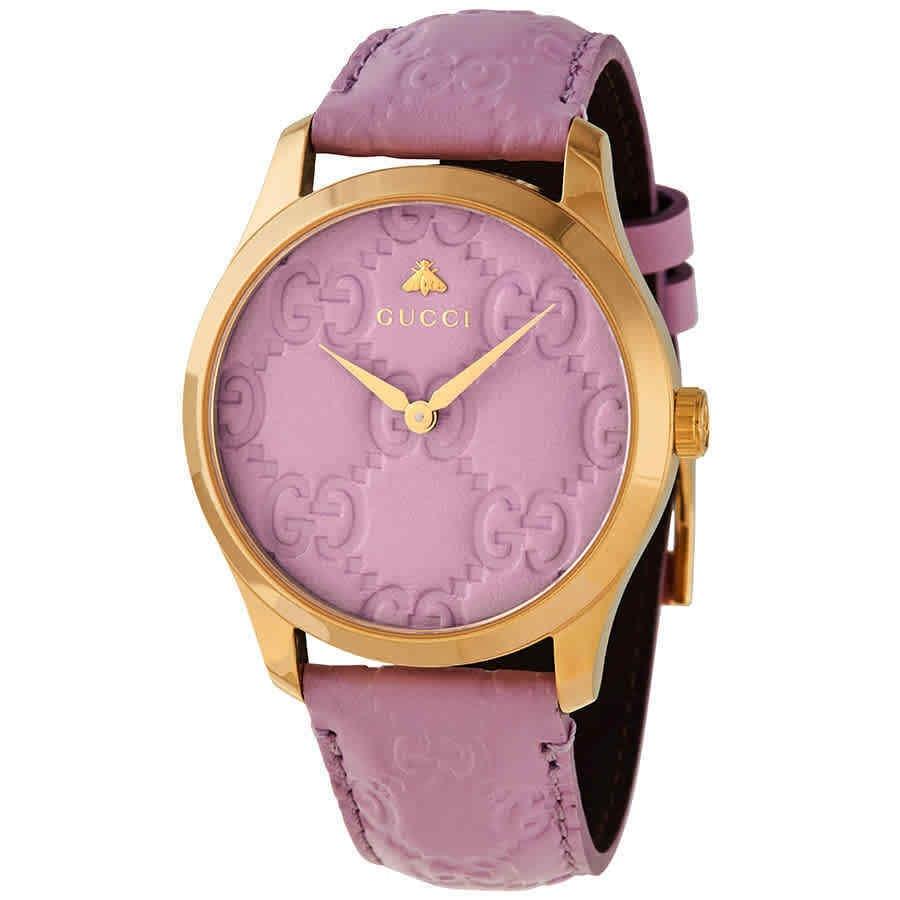 Gucci Women&#39;s YA1264098 G-Timeless Purple Leather Watch