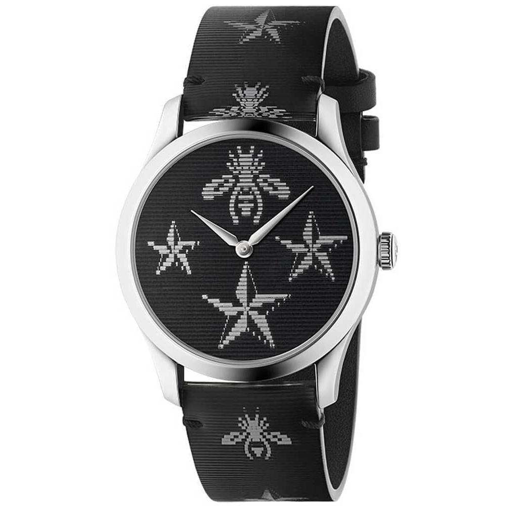 Gucci Unisex YA1264105 G-Timeless Black Leather Watch