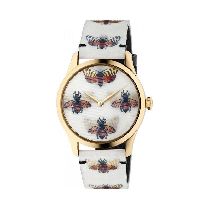 Gucci Women&#39;s YA1264109 G-Timeless Hologram Multicolored Leather Watch