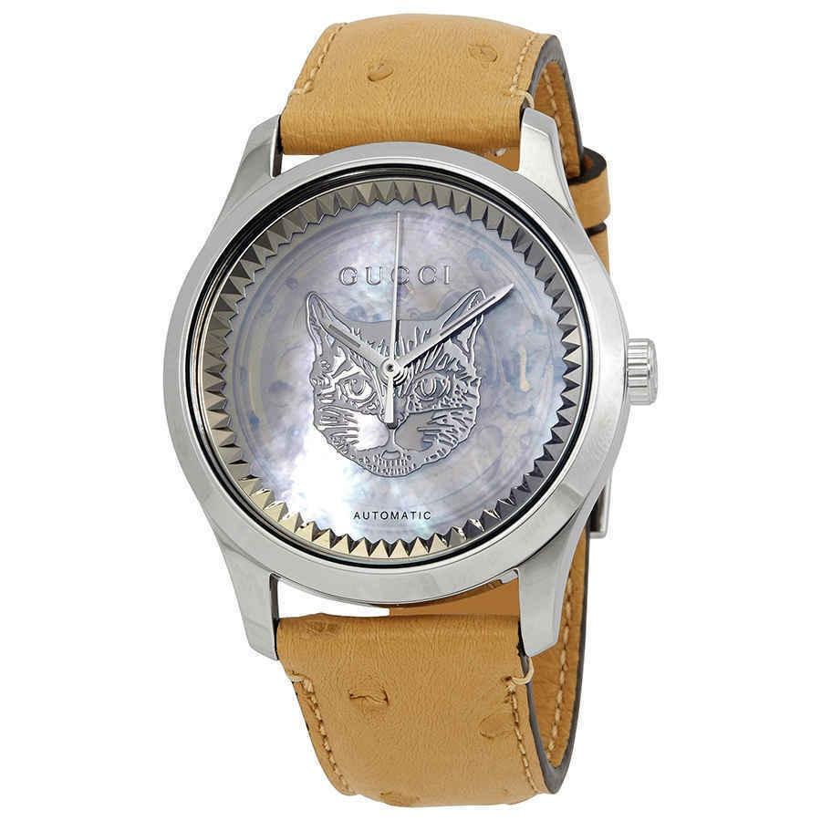 Gucci Women's YA1264112 G-Timeless Brown Leather Watch