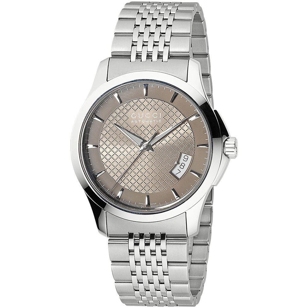 Gucci Men's YA126412 G-Timeless Black Leather Watch