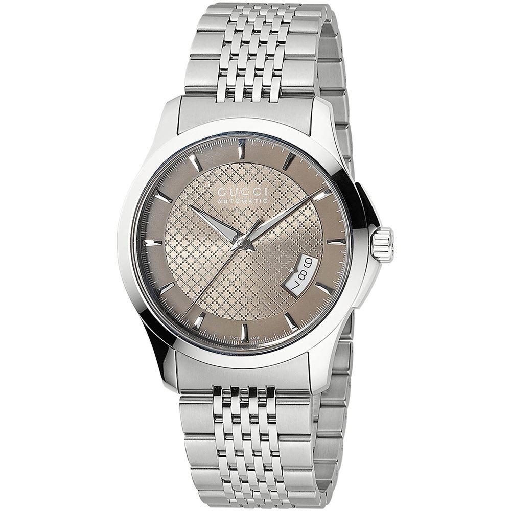 Gucci Men&#39;s YA126412 G-Timeless Black Leather Watch