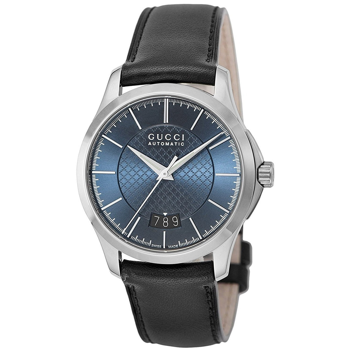 Gucci Men&#39;s YA126443 G-Timeless Automatic Black Leather Watch