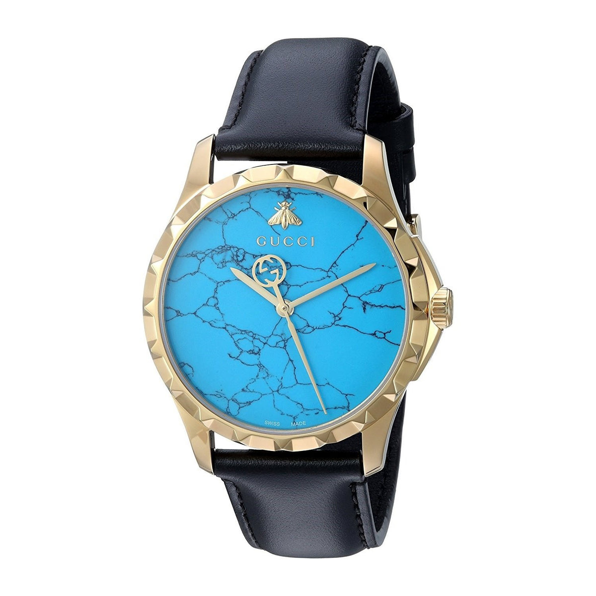 Gucci Men&#39;s YA126462 G-Timeless Black Leather Watch