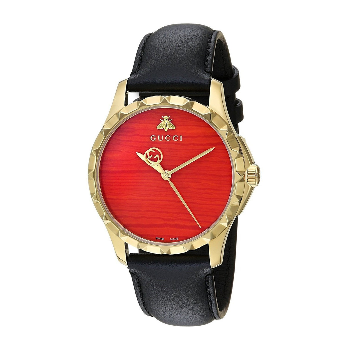 Gucci Men&#39;s YA126464 G-Timeless Black Leather Watch