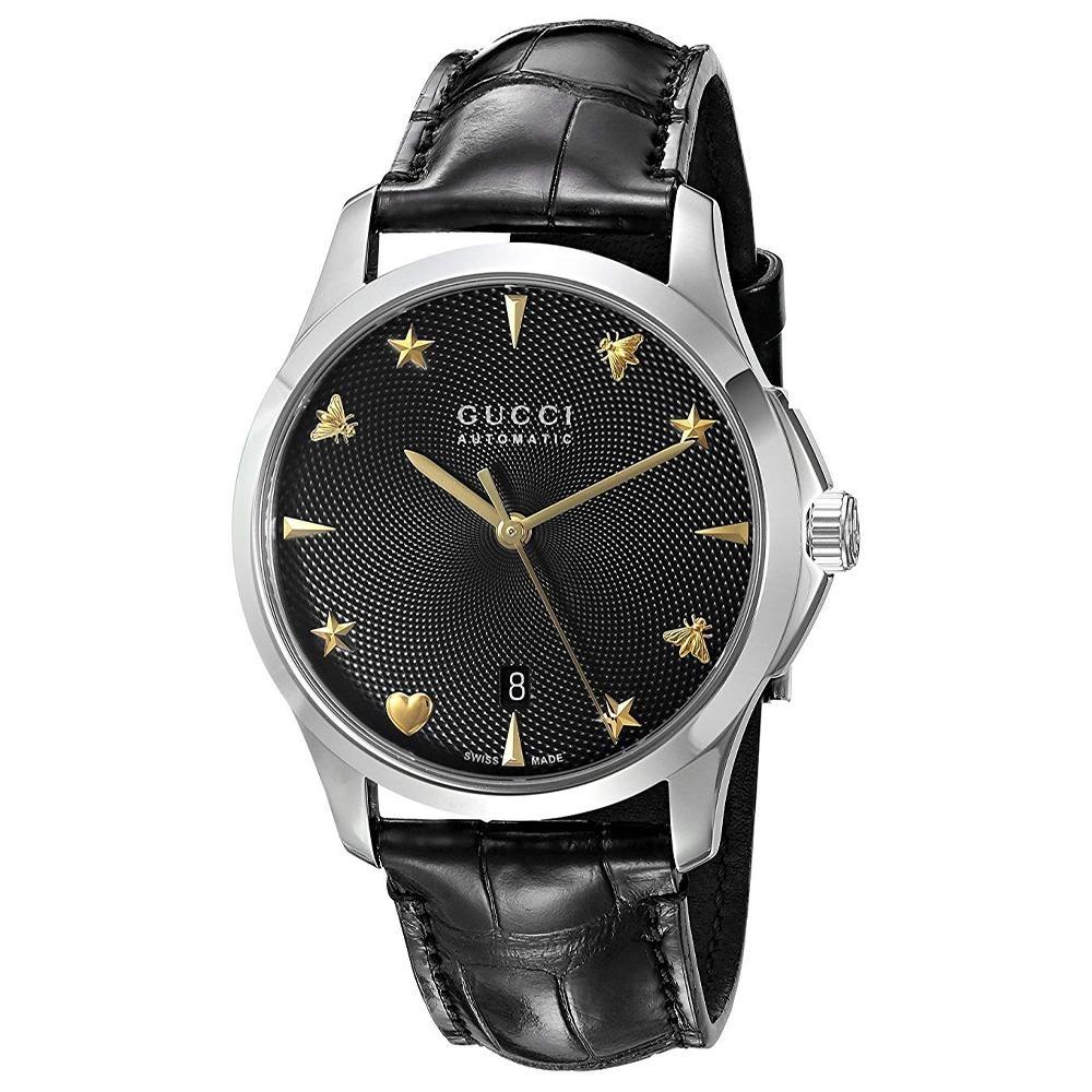 Gucci Women's YA126469A G-Timeless Black Leather Watch