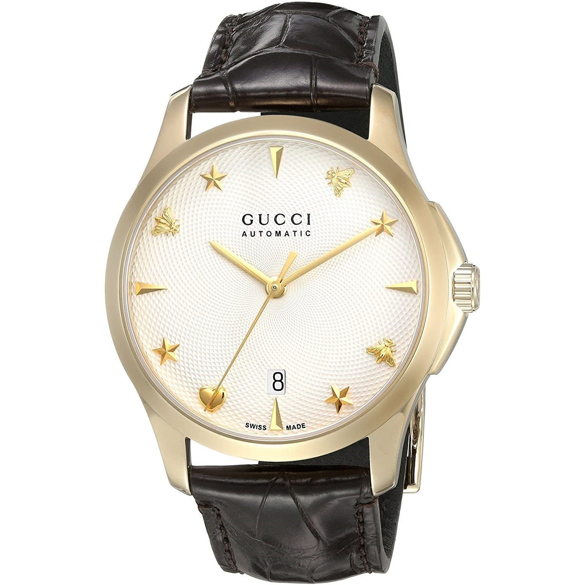 Gucci Women&#39;s YA126470 G-Timeless Brown Leather Watch