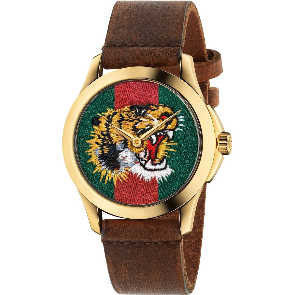 Gucci Men&#39;s YA126497 Le Marche Des Merveilles Brown Leather Watch
