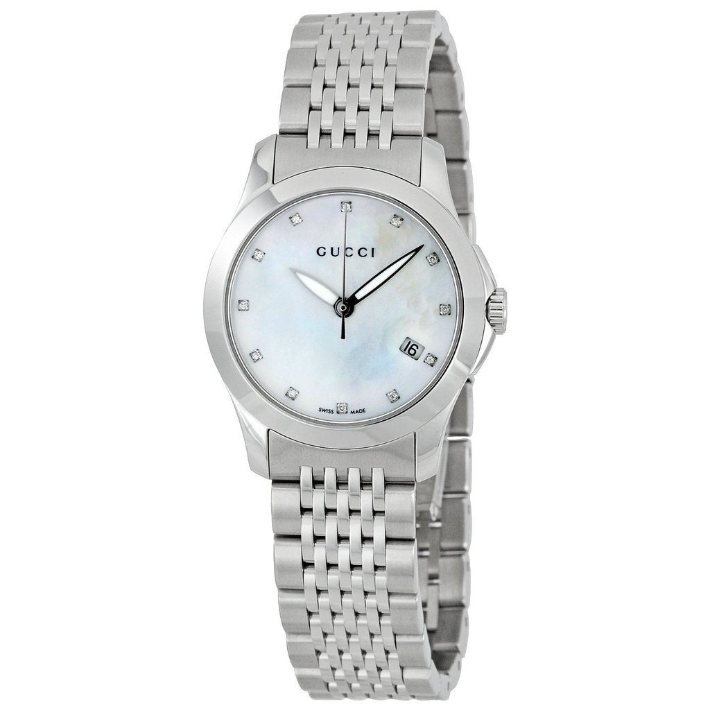Gucci Women&#39;s YA126504 G-Timeless Diamond Stainless Steel Watch