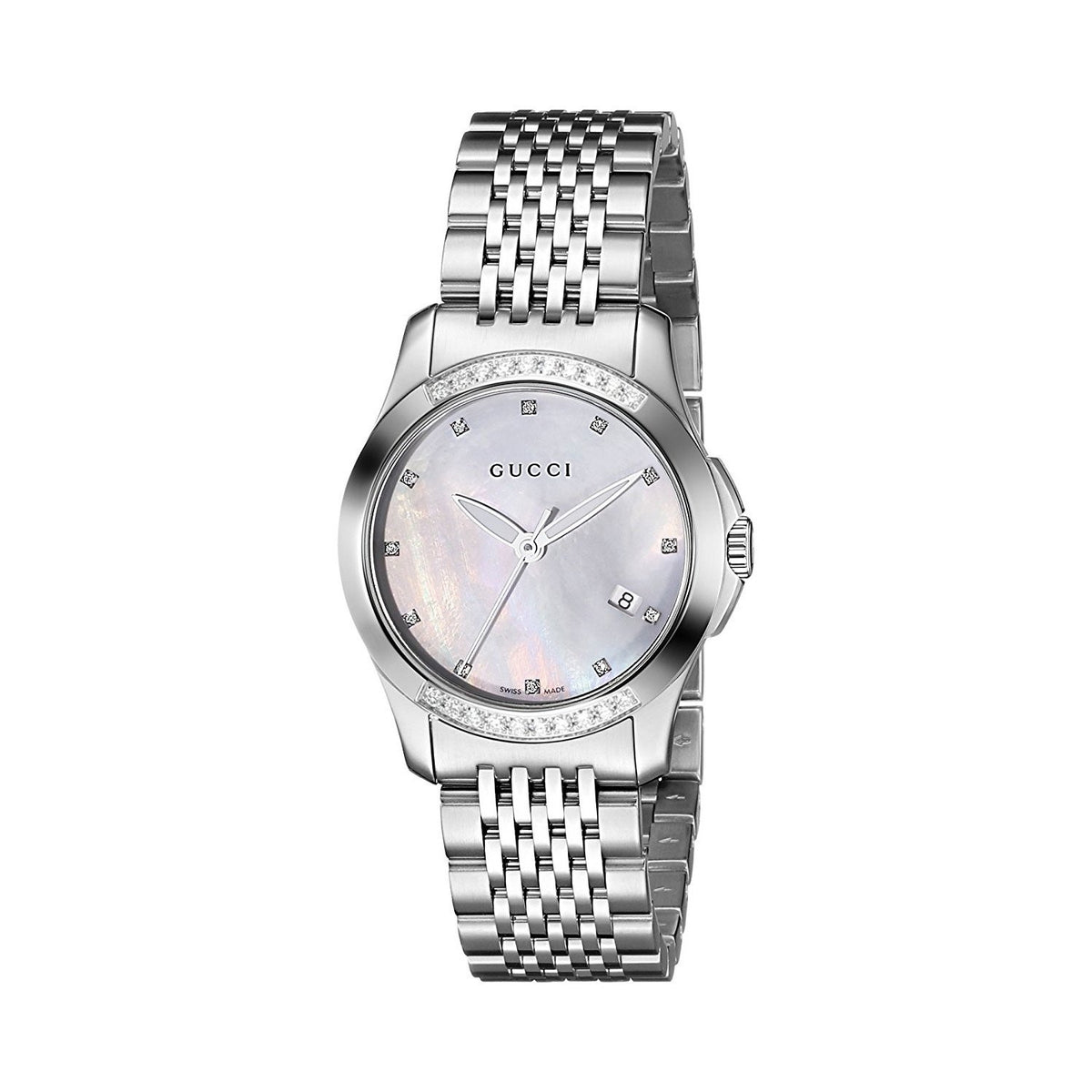 Gucci Women&#39;s YA126510 G-Timeless Diamond Stainless Steel Watch