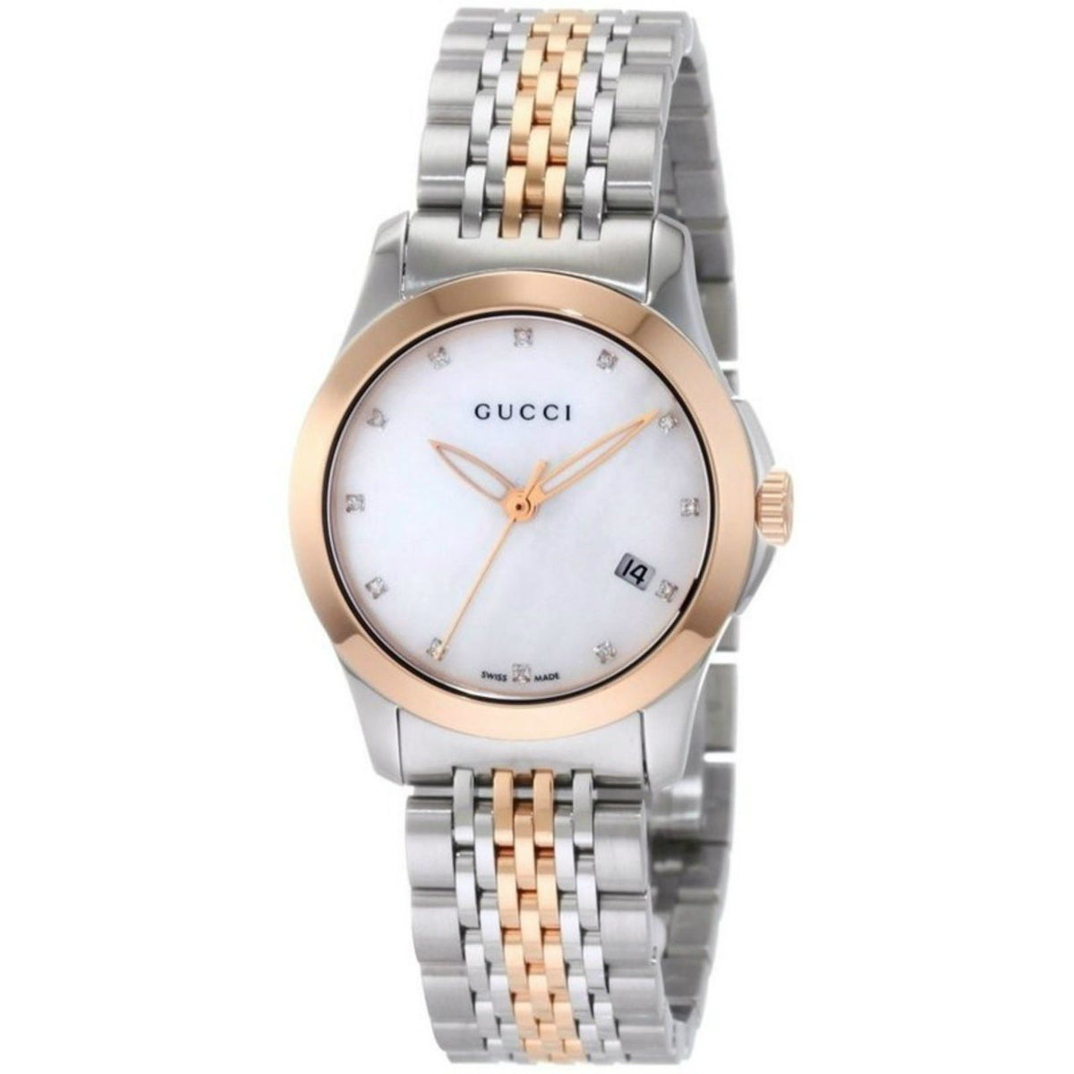 Gucci Women's YA126514 G-Timeless Diamond Two-Tone Stainless Steel Watch