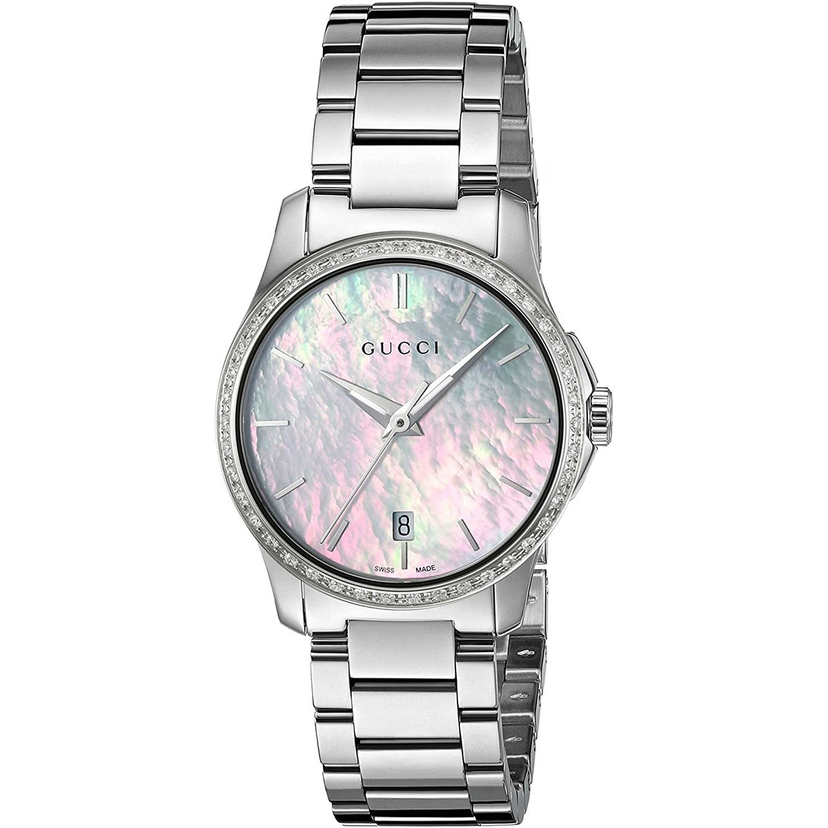 Gucci Women&#39;s YA126543 G-Timeless Diamond Stainless Steel Watch