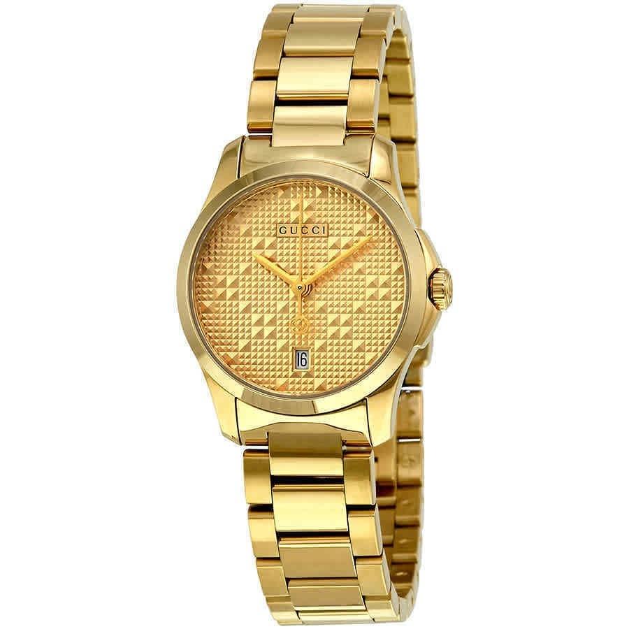 Gucci Women&#39;s YA126553 G-Timeless Gold-Tone Stainless Steel Watch