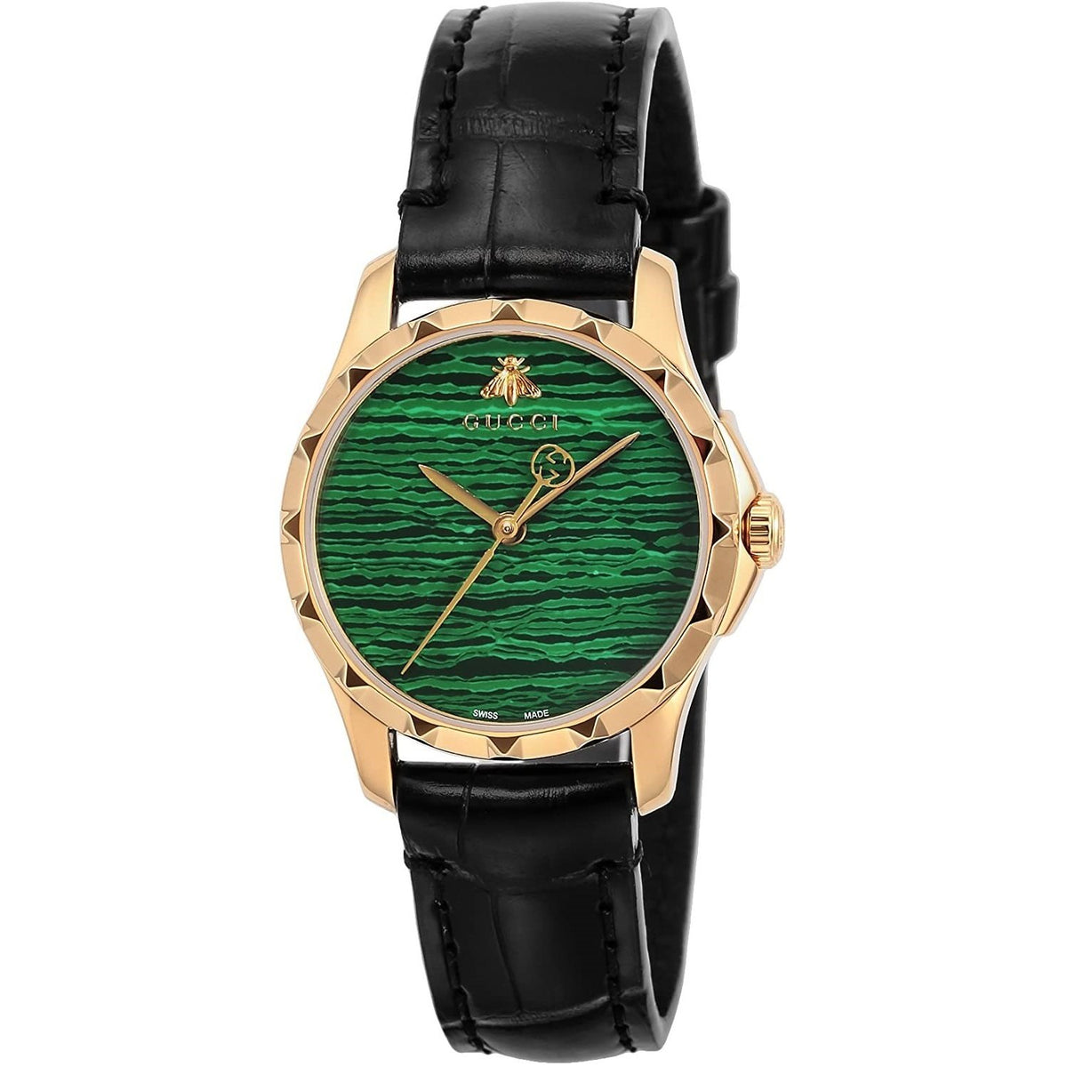Gucci Women's YA126558 G-Timeless Black Leather Watch