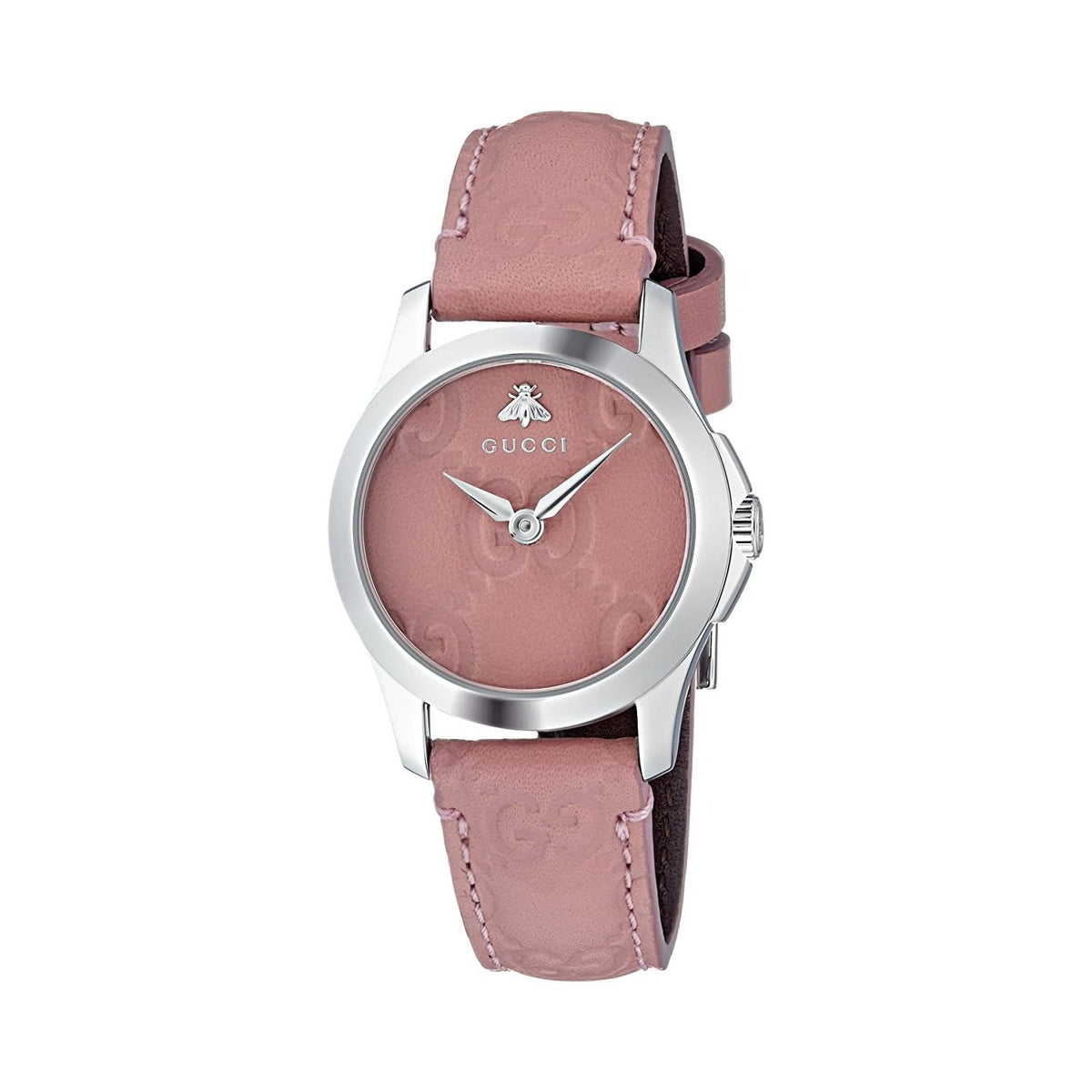 Gucci Women's YA126578 G-Timeless Pink Leather Watch