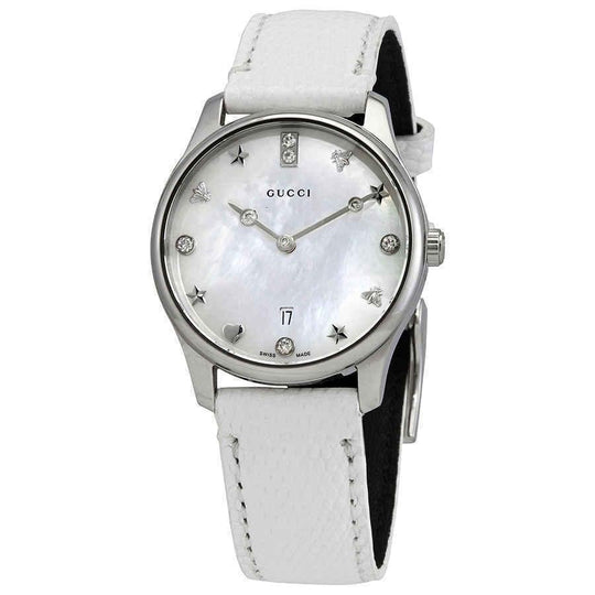 Gucci Women's YA126597 G-Timeless White Leather Watch