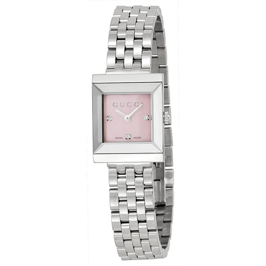 Gucci Women&#39;s YA128401 G-Frame Diamond Stainless Steel Watch