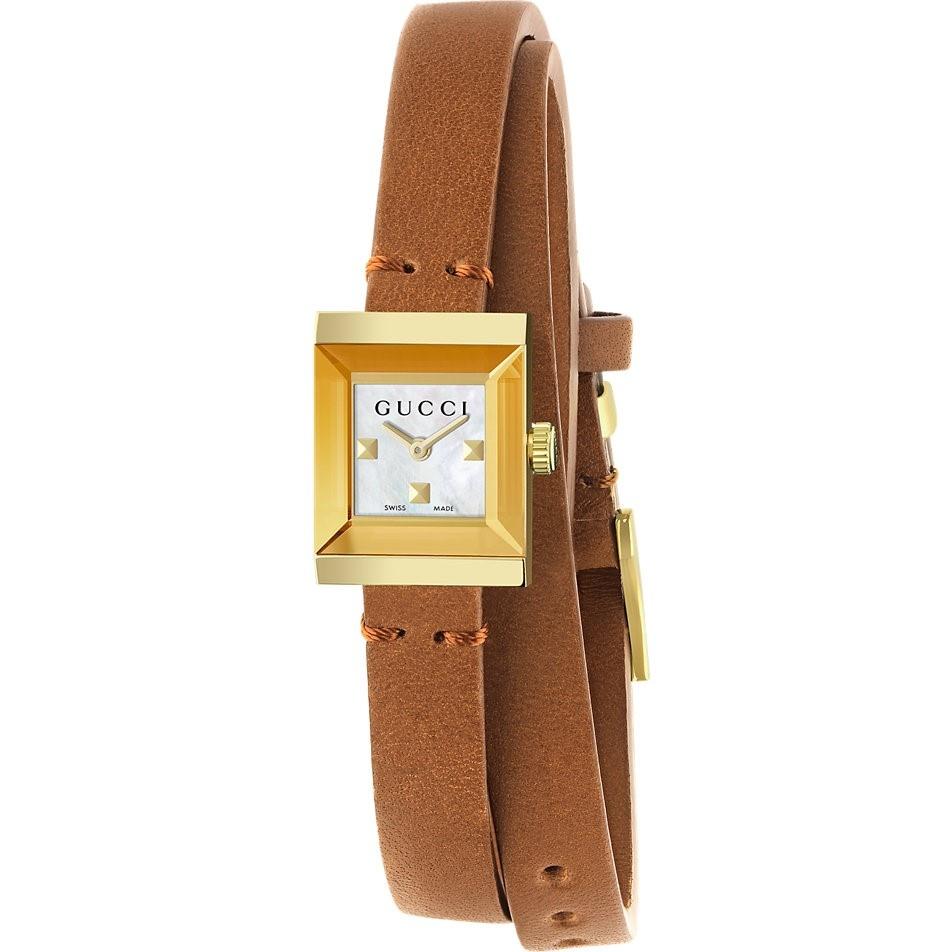 Gucci Women&#39;s YA128521 G-Frame Brown Stainless Steel Watch