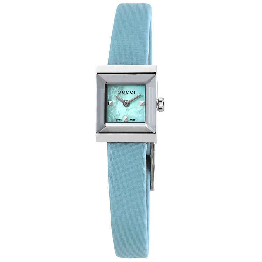 Gucci Women's YA128531 G-Frame Blue Satin Watch