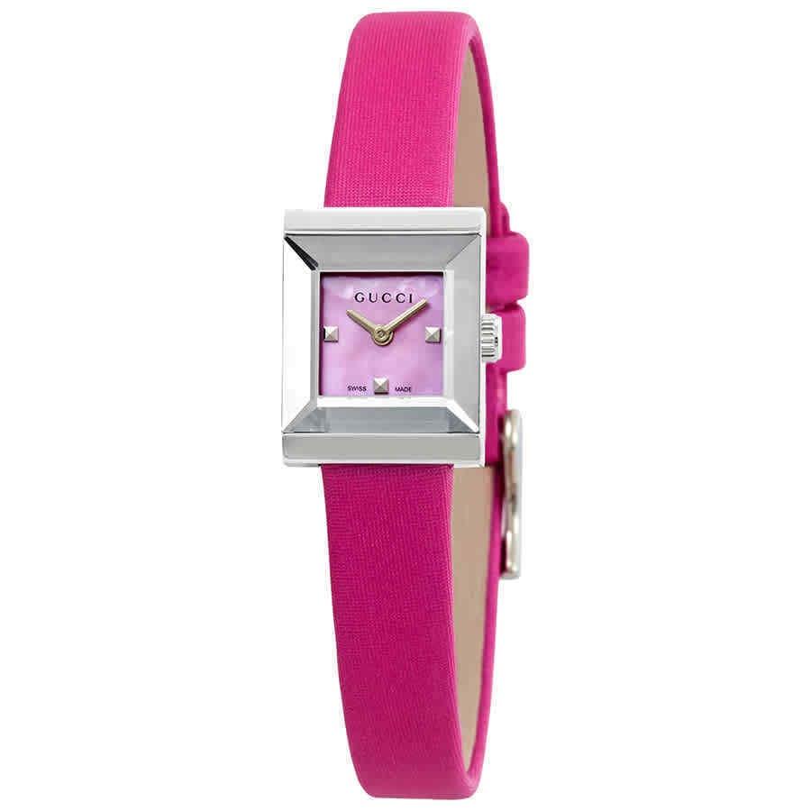 Gucci Women&#39;s YA128533 G-Frame Pink Satin Watch