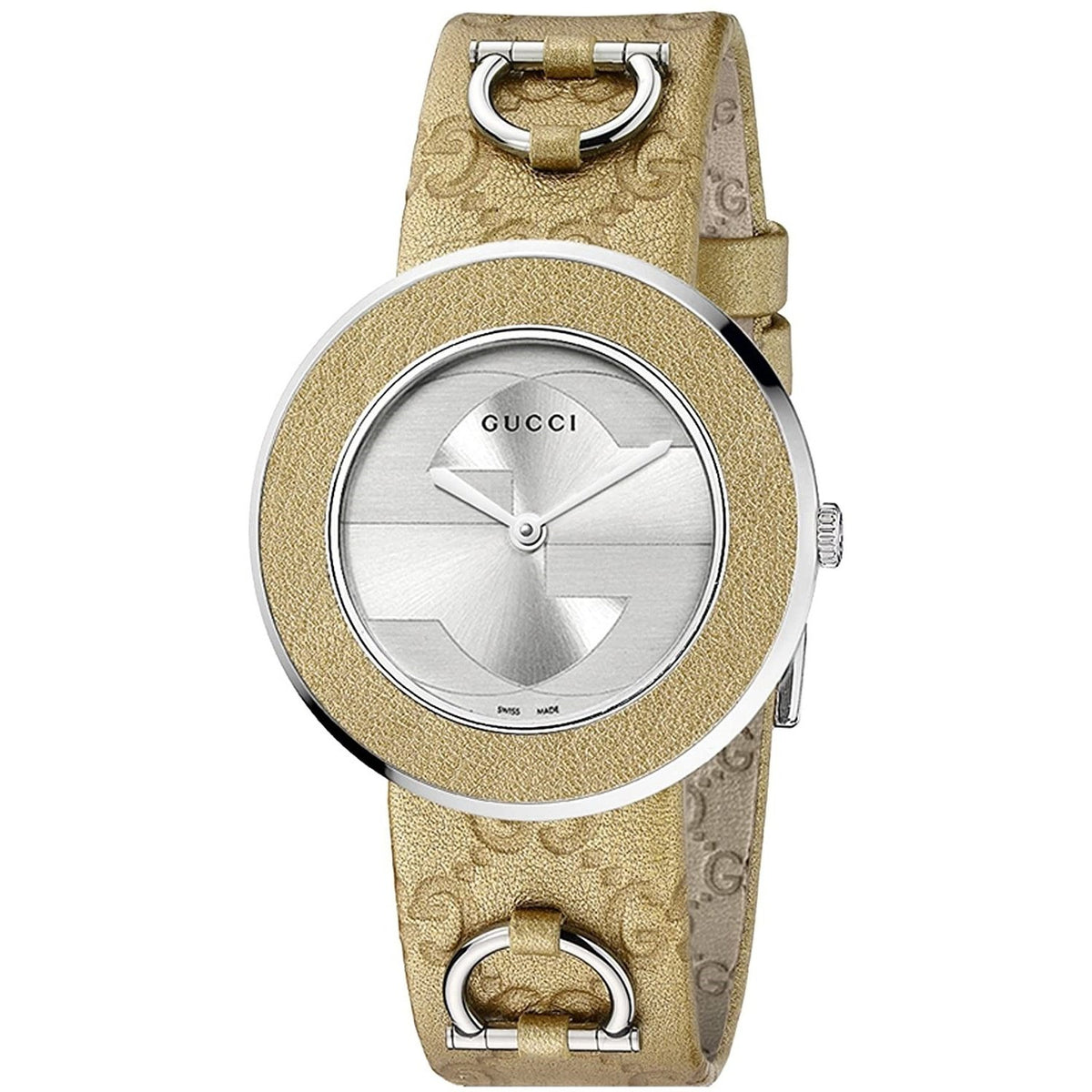 Gucci Women&#39;s YA129408 U-Play Medium Brown Leather Watch