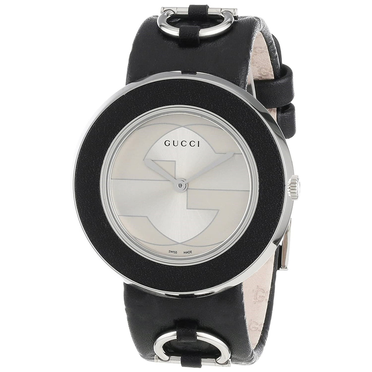 Gucci Women's YA129409 U-Play Black Leather Watch