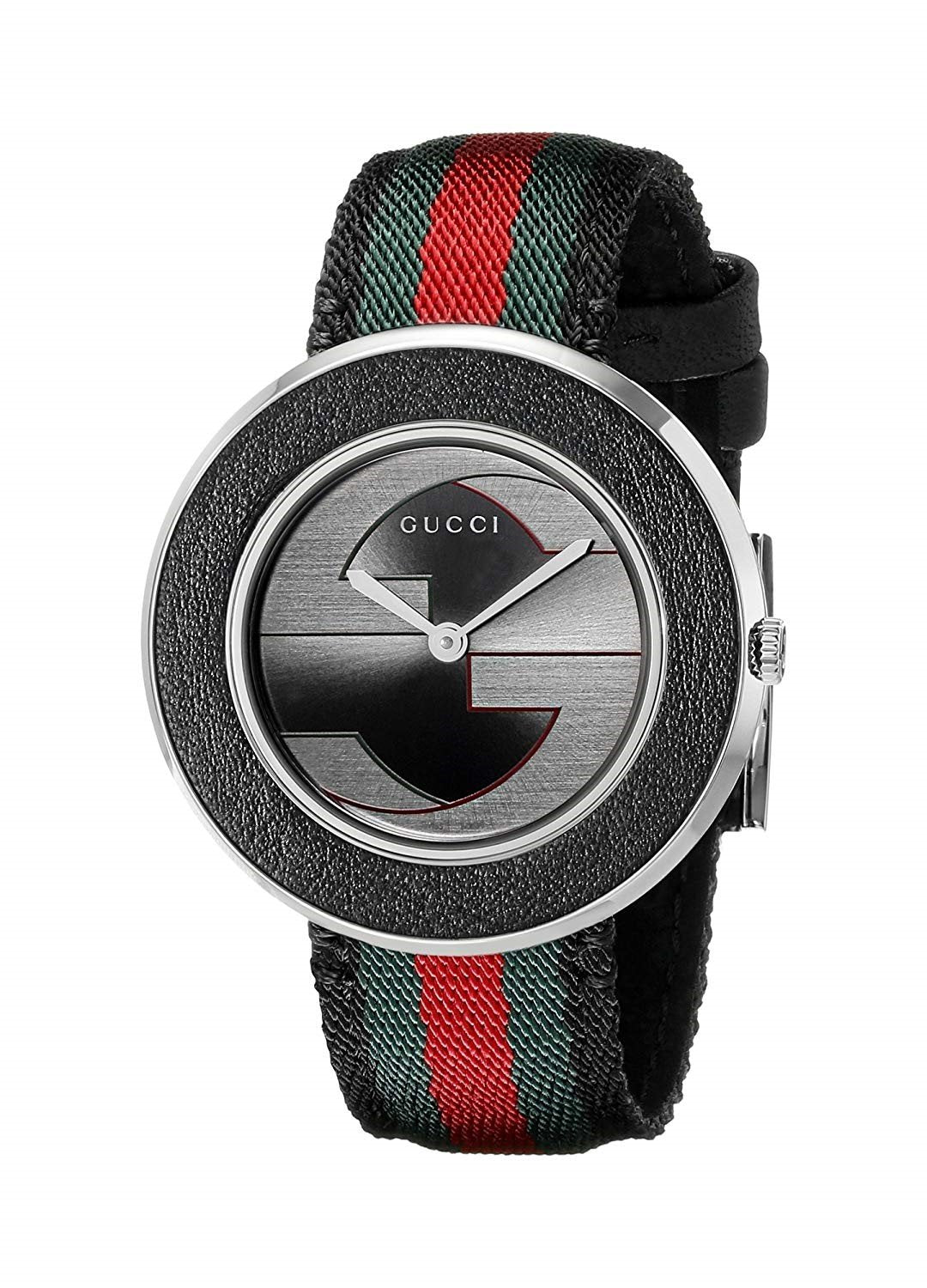 Gucci Women&#39;s YA129444 U-Play Green red and black Nylon Watch