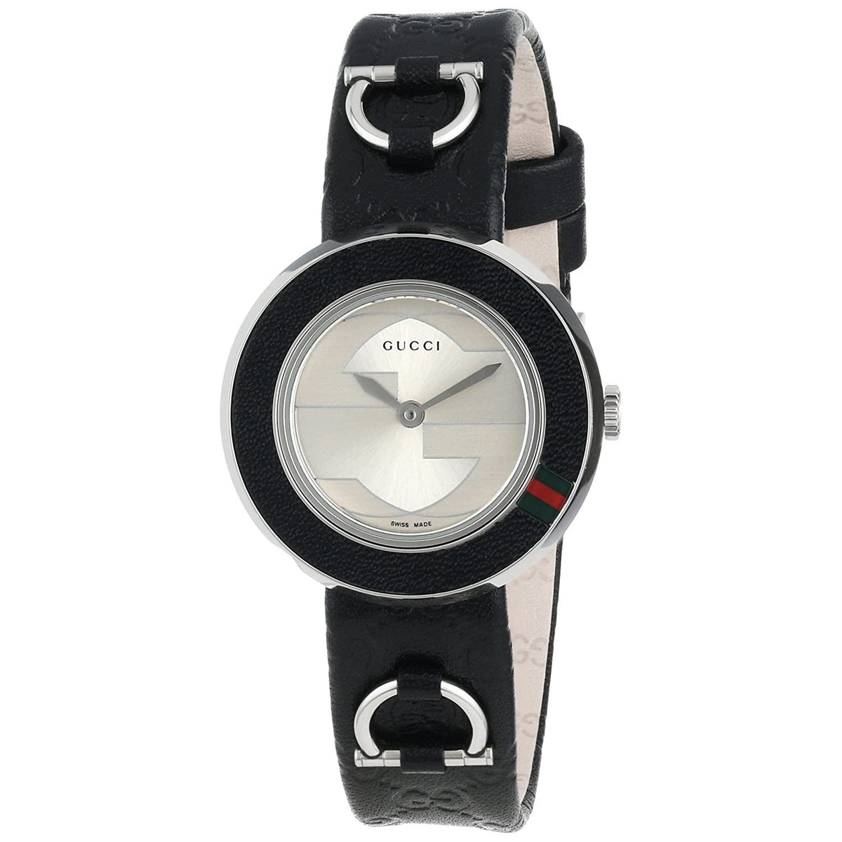 Gucci Women's YA129508 U-Play Black Leather Watch