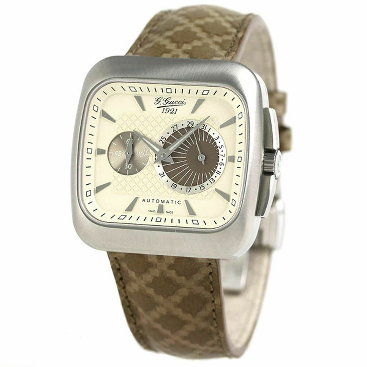 Gucci Men's YA131307 Coupe Brown Leather Watch