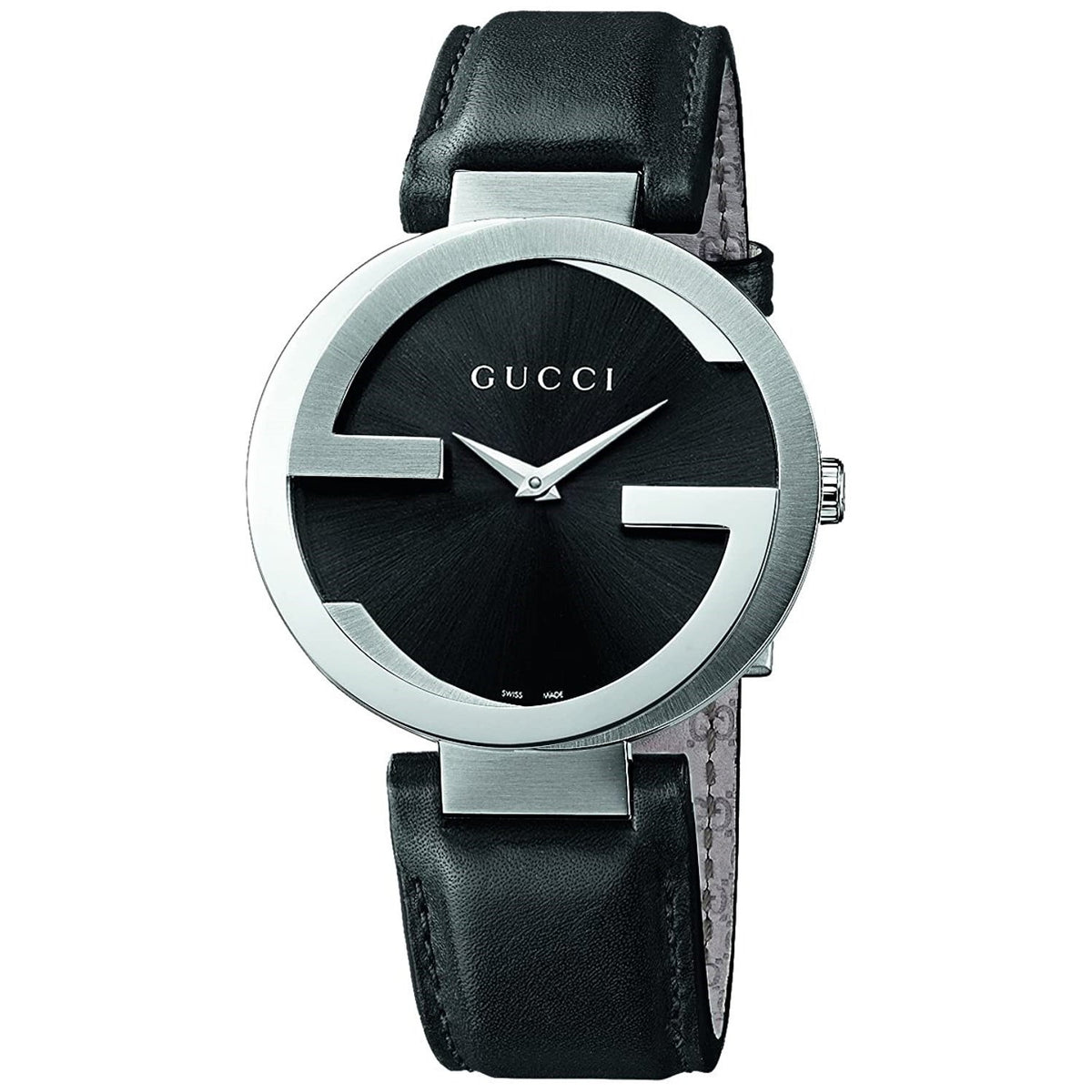 Gucci Men&#39;s YA133205 Interlocking-G Black Leather Watch