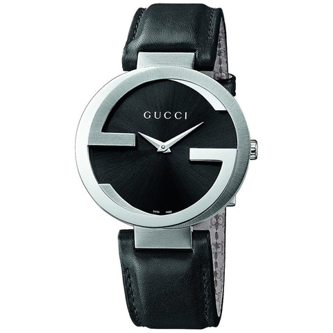 Gucci Men's YA133205 Interlocking-G Black Leather Watch