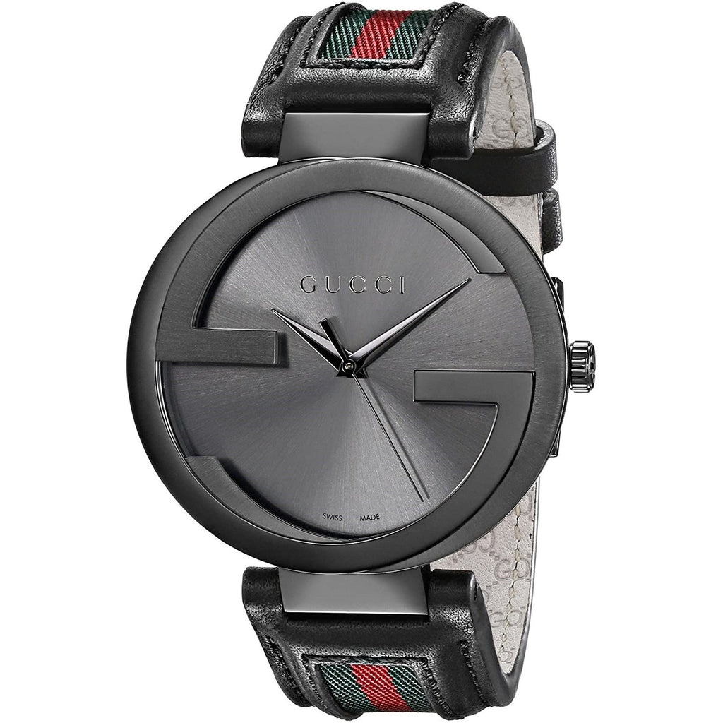 Gucci Men s YA133206 Interlocking G Black Green and Red Canvas Watch Bezali