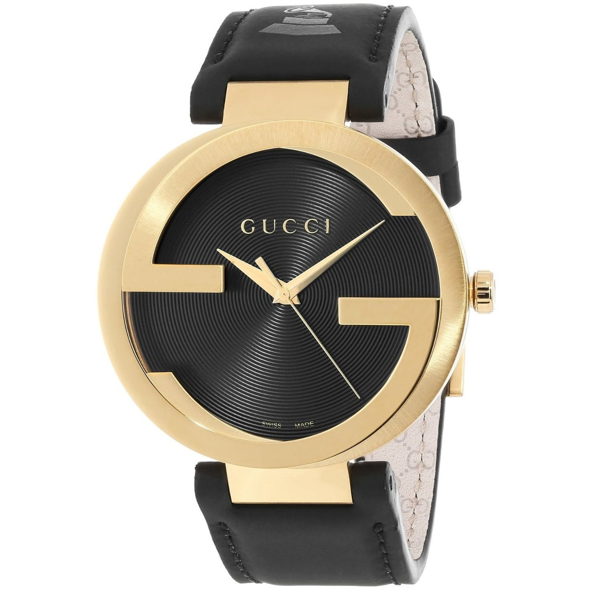 Gucci Men&#39;s YA133208 Interlocking-G Grammy Special Edition Black Leather Watch