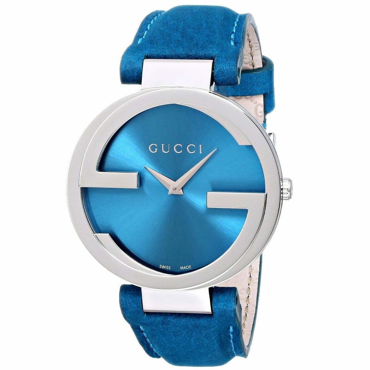 Gucci Women&#39;s YA133315 Interlocking Blue Leather Watch