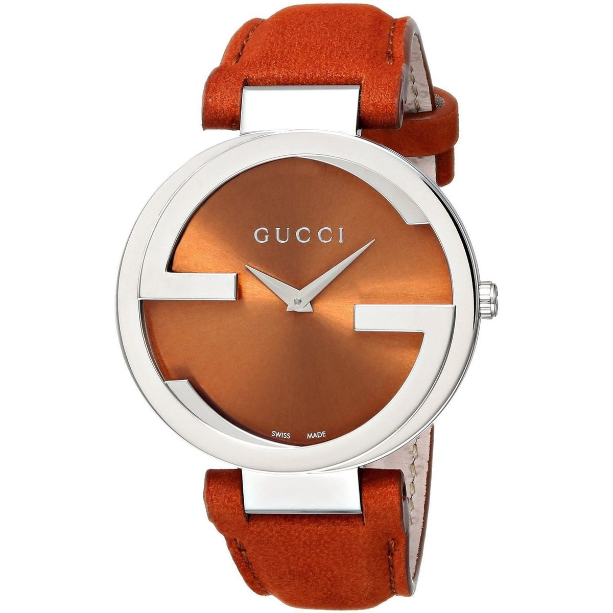 Gucci Women's YA133316 Interlocking Orange Leather Watch