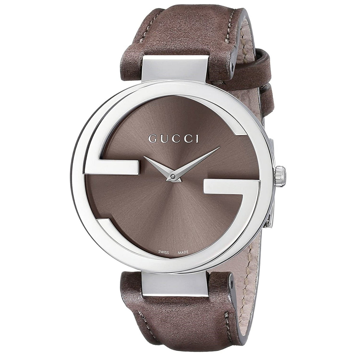 Gucci Women's YA133319 Interlocking Brown Leather Watch