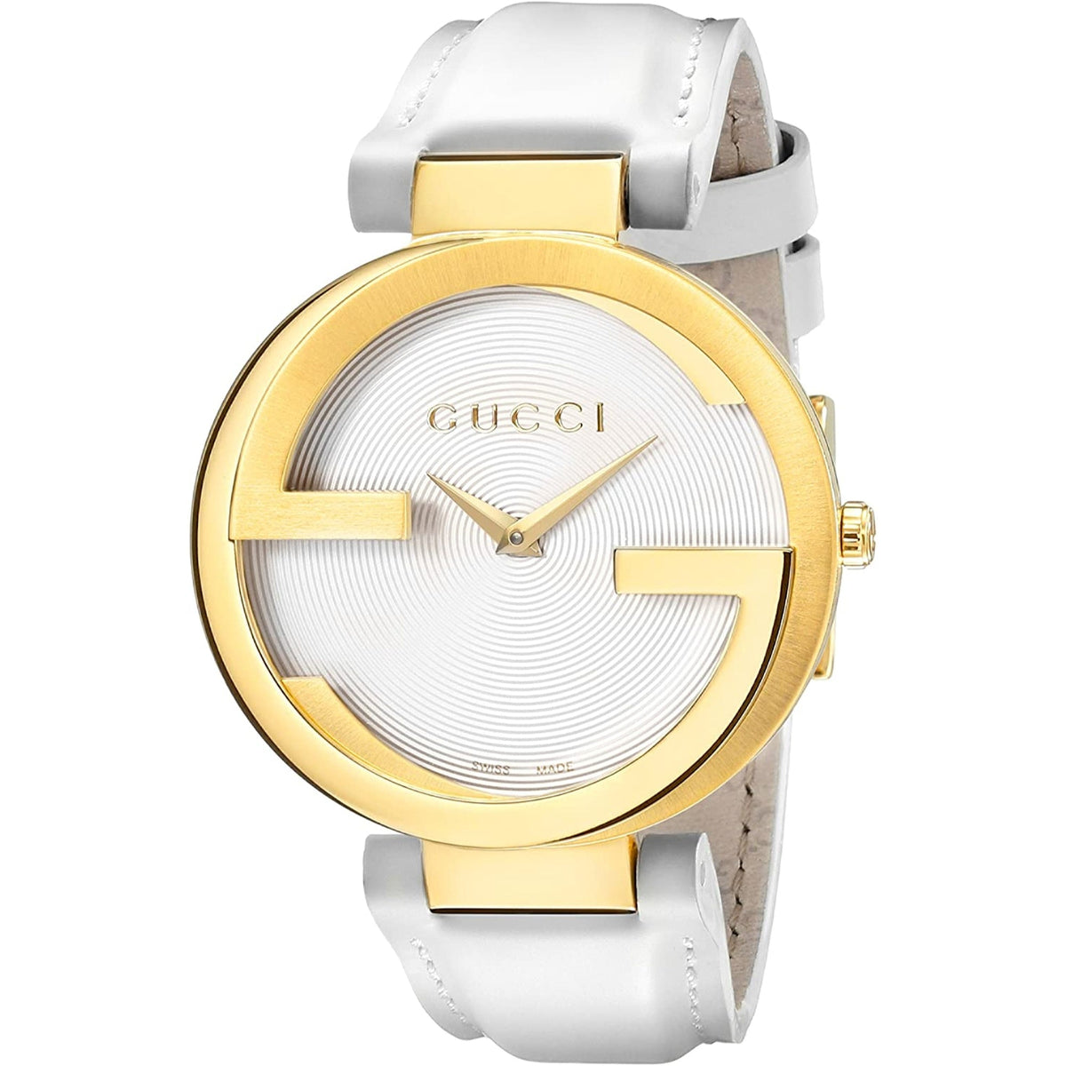 Gucci Women&#39;s YA133327 Interlocking White Leather Watch