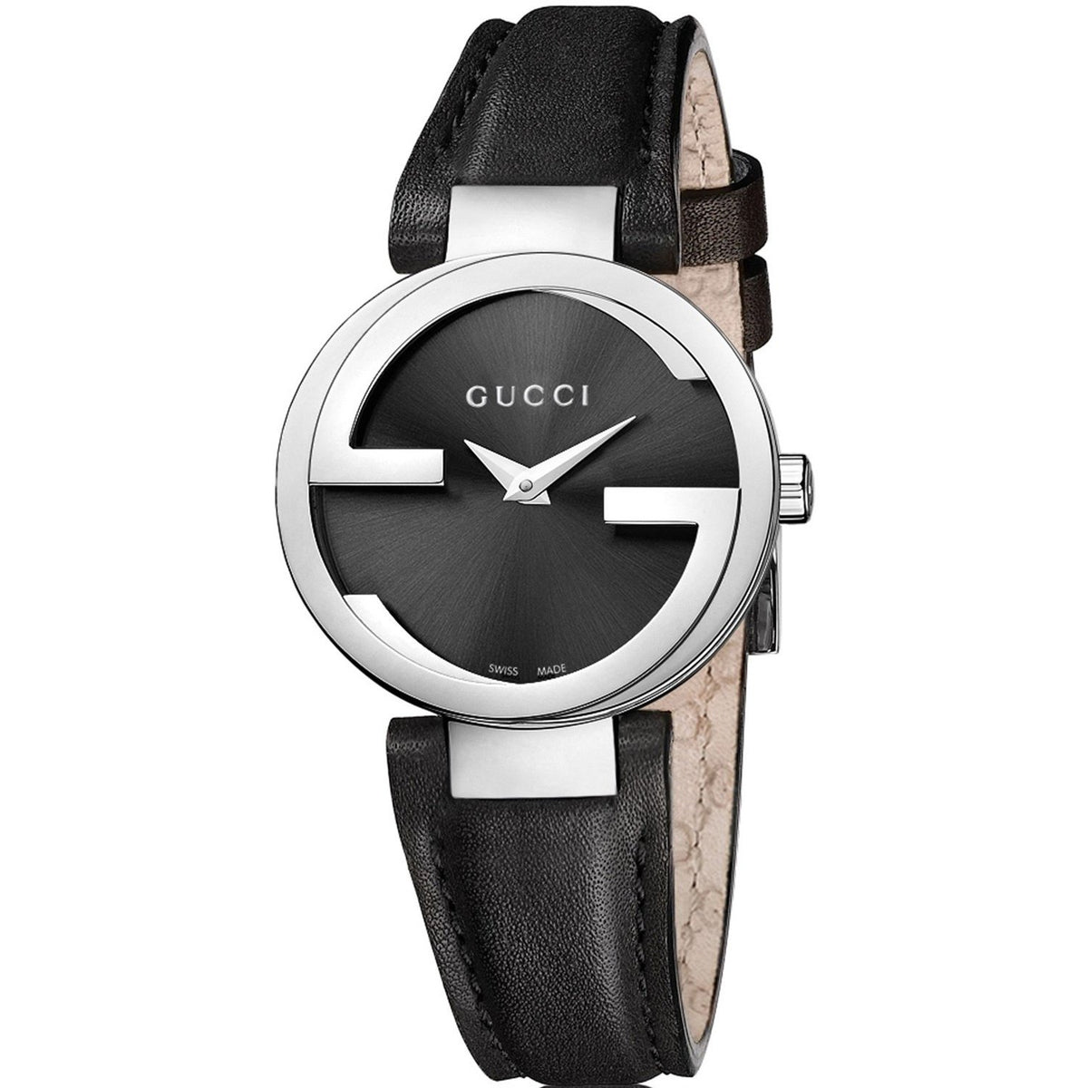 Gucci Women&#39;s YA133501 Interlocking-G Black Stainless Steel Watch