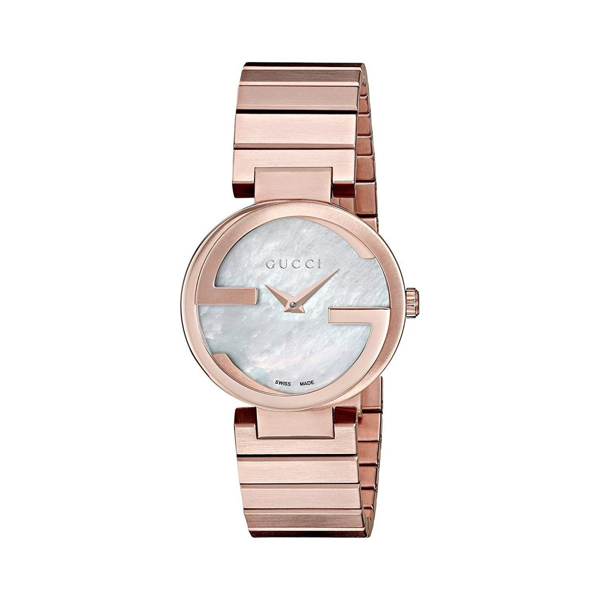 Gucci Women&#39;s YA133515 Interlocking-G Rose-Tone Stainless Steel Watch